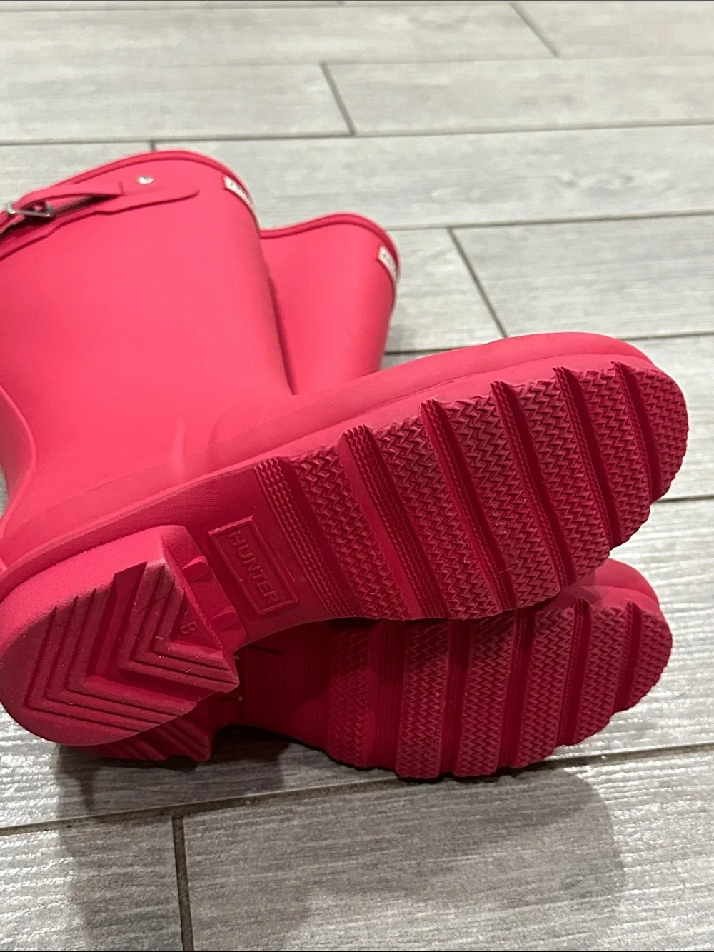 HUNTER Big Kids Original Rain Boots Pink Waterproof Rubber Wellies